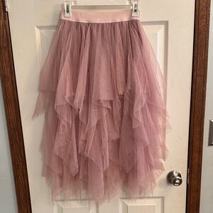 Women’s Tiered Tulle Skirt - Dusty Rose